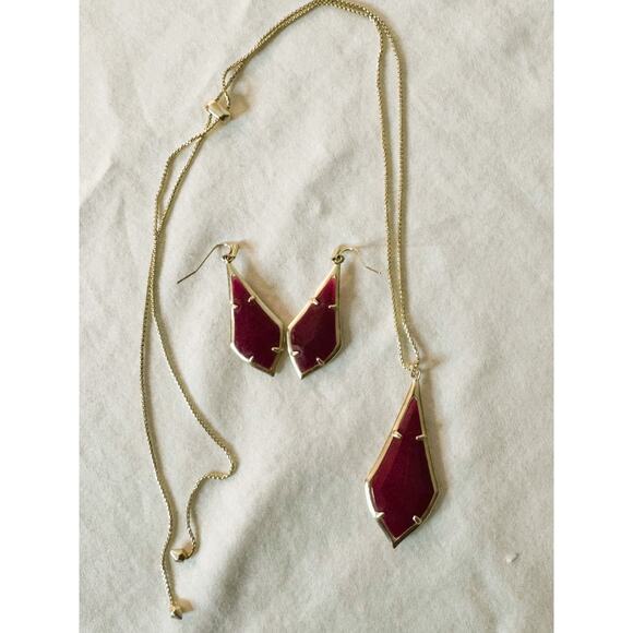 Kendra Scott Jewelry - Kendra Scott Necklace And Earrings Magenta Pink & Gold